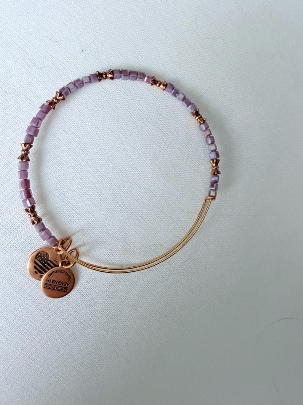 Alex and Ani Lavender/Gold Beaded Expandable Bangle